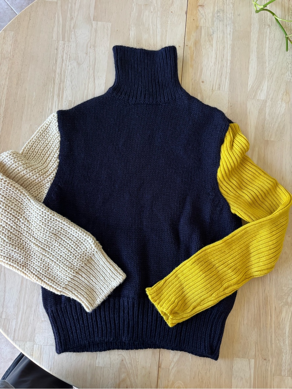 Calvin Klein Colorblock Turtleneck Sweater - Navy, Cream & Yellow